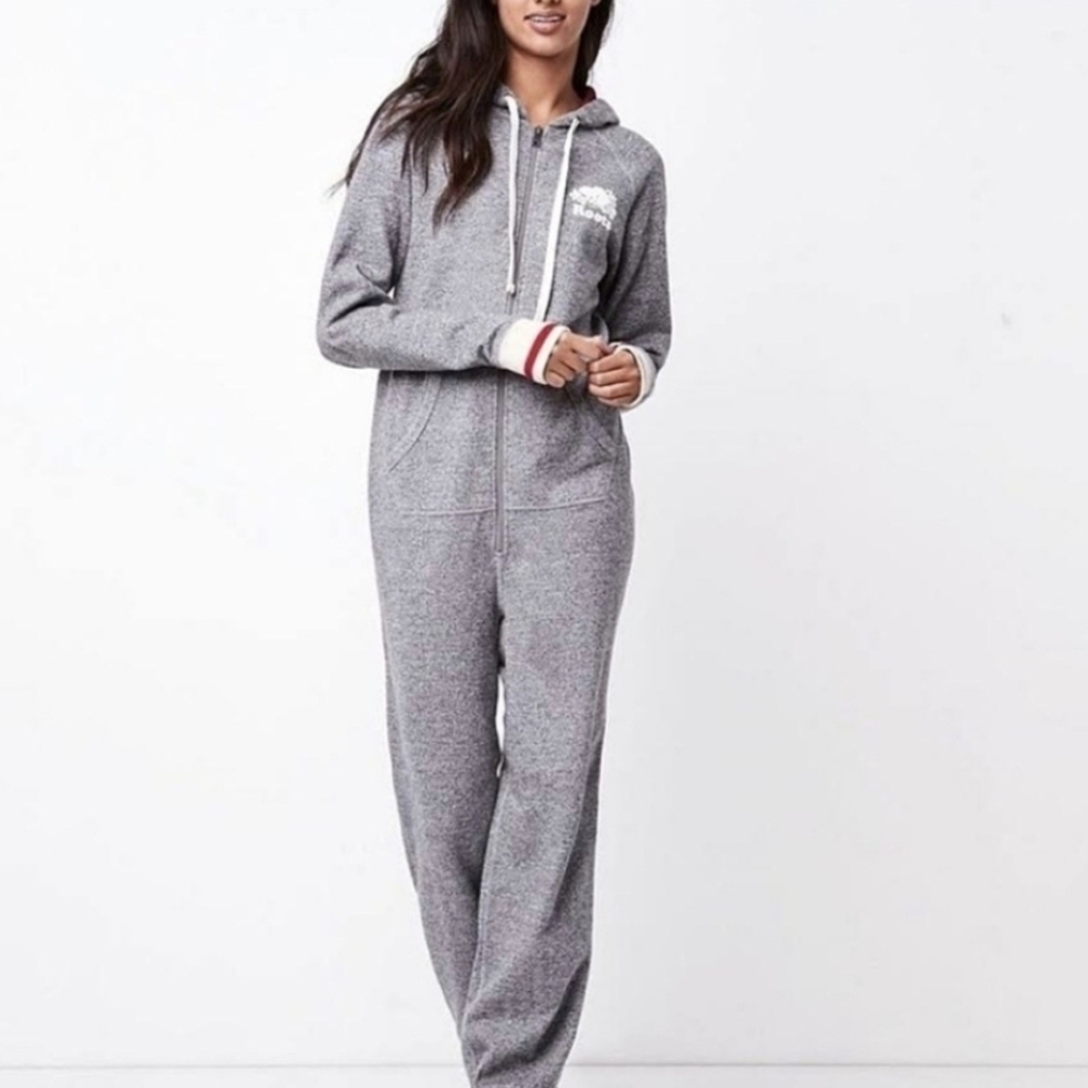 Roots Women's Gray Hooded Onesie Pajama